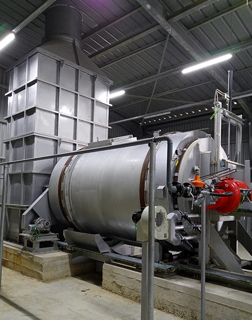 Horno rotativo discontinuo serie ROT de Kalfrisa para valorización térmica de residuos